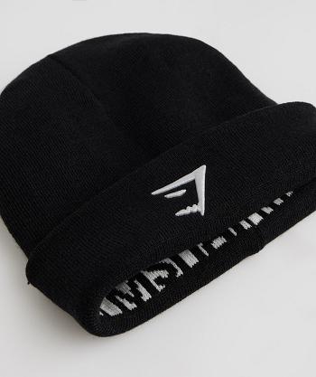 Gymshark Reversable Jacquard Beanie Ženske Šeširi Crne Bijele | HR 4210SGL